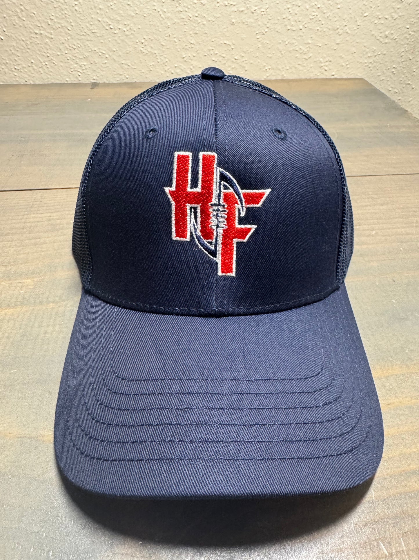 Houston Football Reverse Color Logo Navy Snapback Trucker Hat