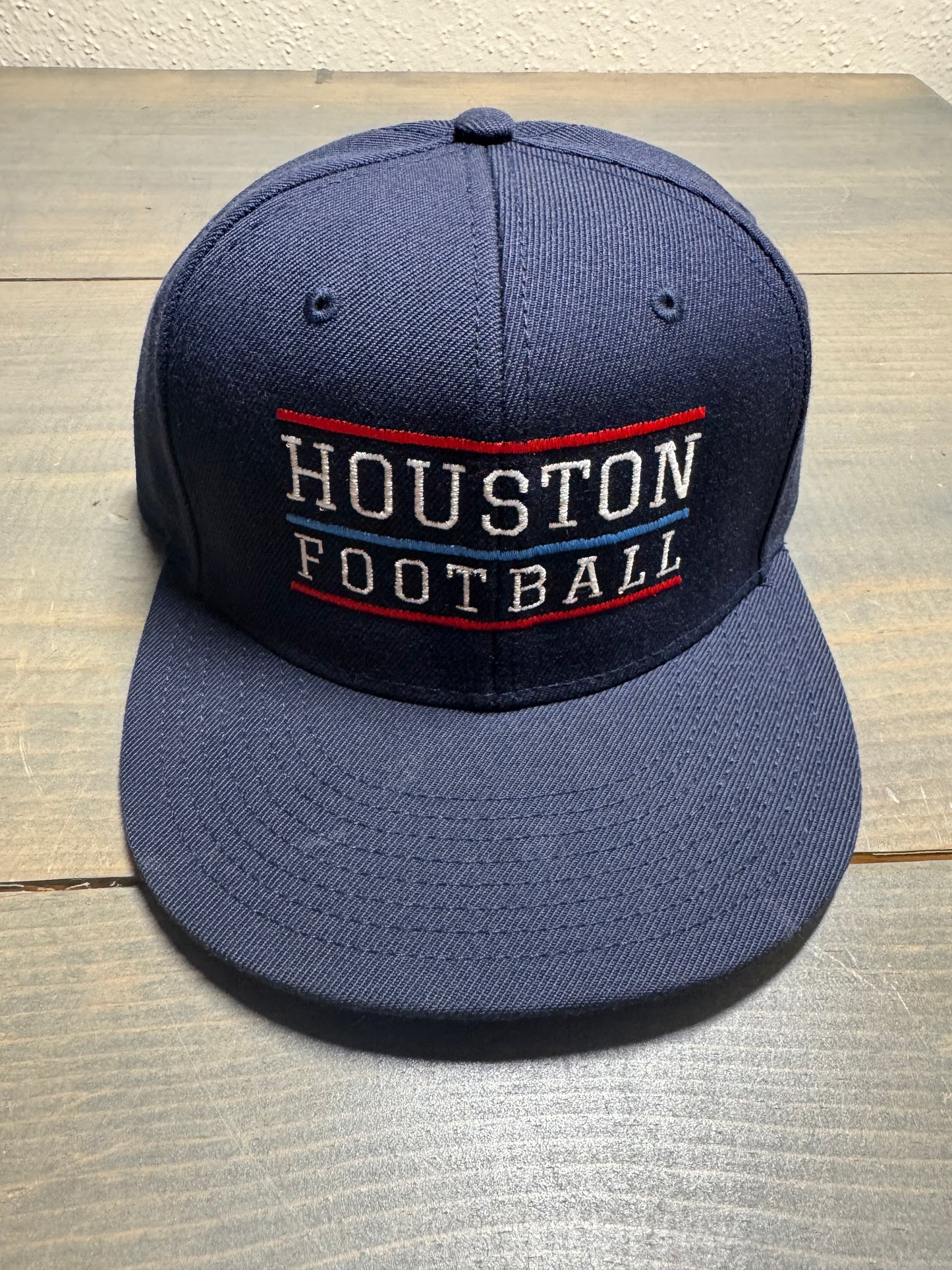 Houston Football Print Logo Navy Flat Bill Snapback