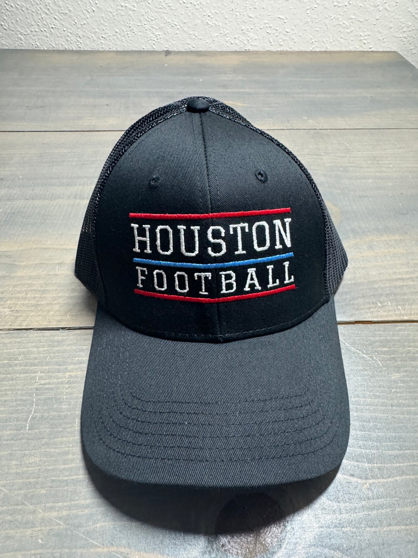 Houston Football Print Logo Black Snapback Trucker Hat